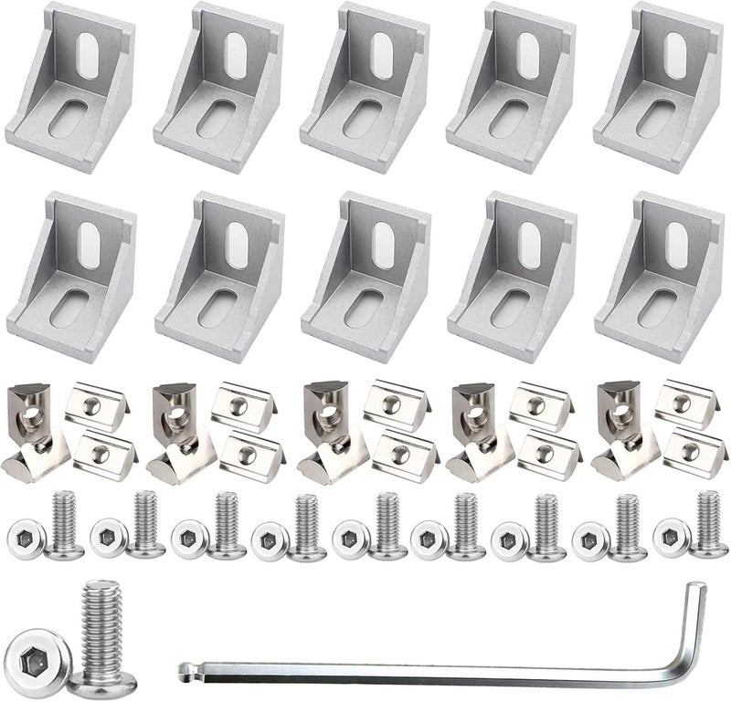 IXGNIJ 10Set 4040 Corner Bracket Connector Set for 4040 Aluminum Extrusion Accessories Silver - Image 1